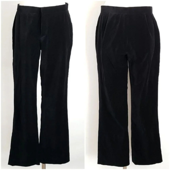Ralph Lauren Black Velvet Straight Leg Trouser Pants- Petite - Picture 2 of 4
